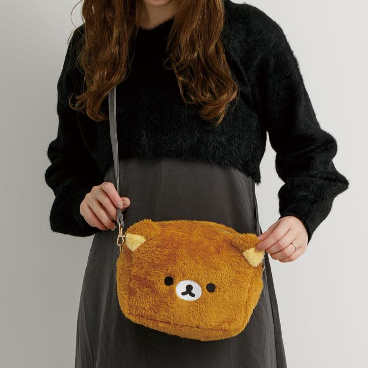 Rilakkuma｜Stay with Me Fluffy Face-shaped Shoulder Bag｜150×200×80mm approx.