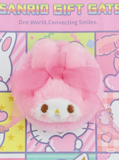 Sanrio三丽鸥｜My Melody Birthday 50th Anniversary Princess Ribbon Mirror美乐蒂50周年生日粉桃甜心系列毛茸茸脸型折叠化妆镜/正反面都可爱