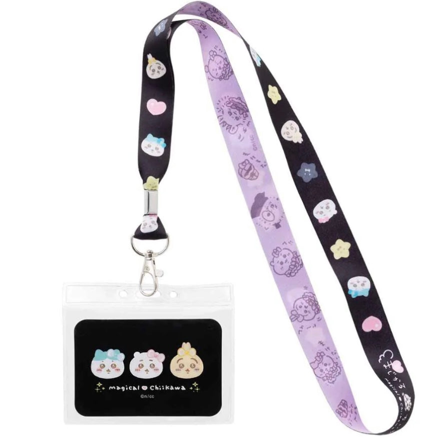 Chiikawa 吉伊卡哇|超魔法少女/小魔仙系列可挂式黑色铭牌套/卡套|約H90×W105mm/約幅20×全長900mm
