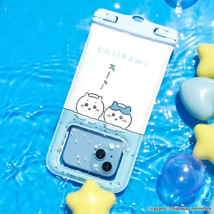 Chiikawa 吉伊卡哇｜防水可挂脖/可直接触摸打字手机袋/防水收纳袋/适用于户外/BBQ/海边/雨天等/背后可收纳钥匙/零钱