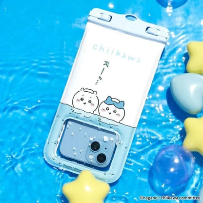 Chiikawa 吉伊卡哇｜防水可挂脖/可直接触摸打字手机袋/防水收纳袋/适用于户外/BBQ/海边/雨天等/背后可收纳钥匙/零钱