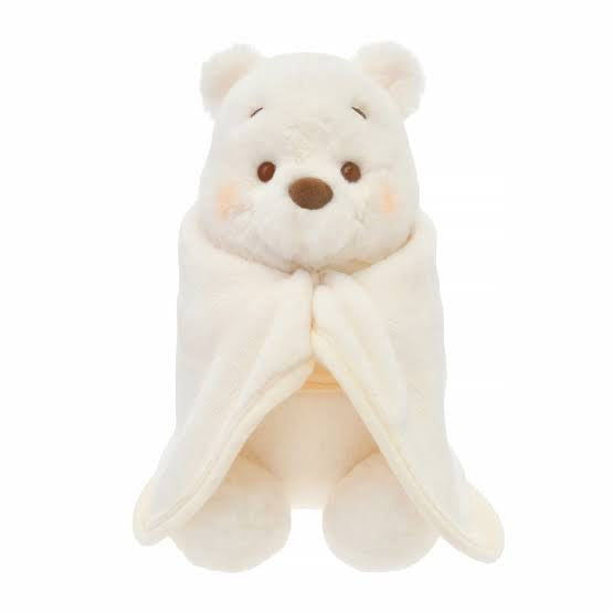 Disney｜2023 Winnie the pooh小熊维尼White pooh白色冬日限定披毯公仔/玩偶｜约26.5 × 21 × 20cm