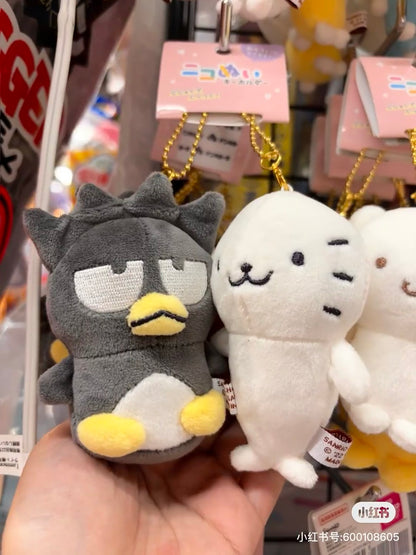 Sanrio三丽鸥｜ niko nui Cinnamoroll &amp; Moca Plush Mascot Keychain磁吸贴贴毛绒玩偶钥匙挂件/包挂/1对｜约 14.5 x 9.5 x 6 cm
