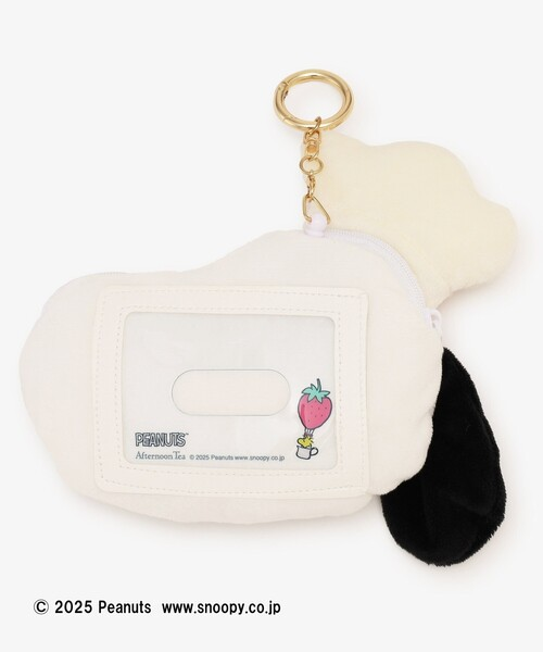 Snoopy｜afternoon tea Cake Recipe Face-Shaped Pass Case with Cord Reel Keychain｜15cm x 17.5cm approx.