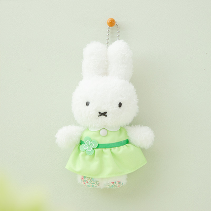 Miffy｜Flower Dress Fluffy Mascot Holder /Plush Keychain｜W110 x H160 mm approx.