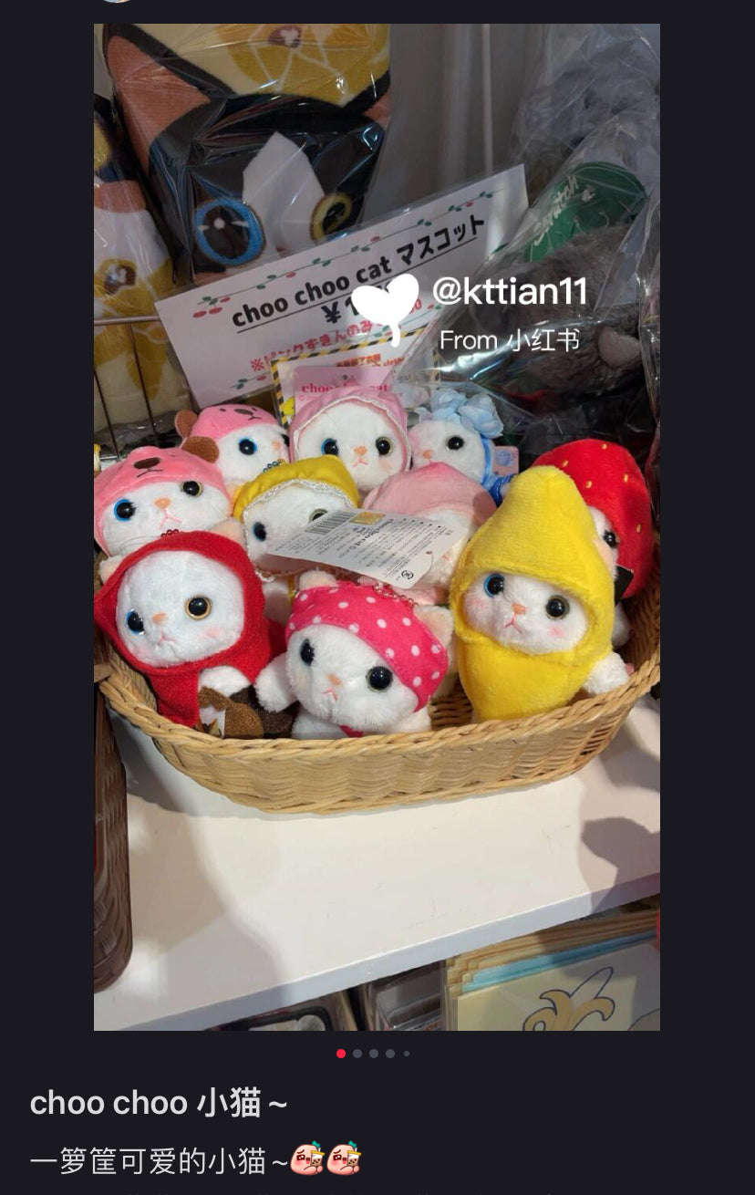 choo choo cat｜White cat Mascot Holder /Plush Keychain｜Height 9cm approx.