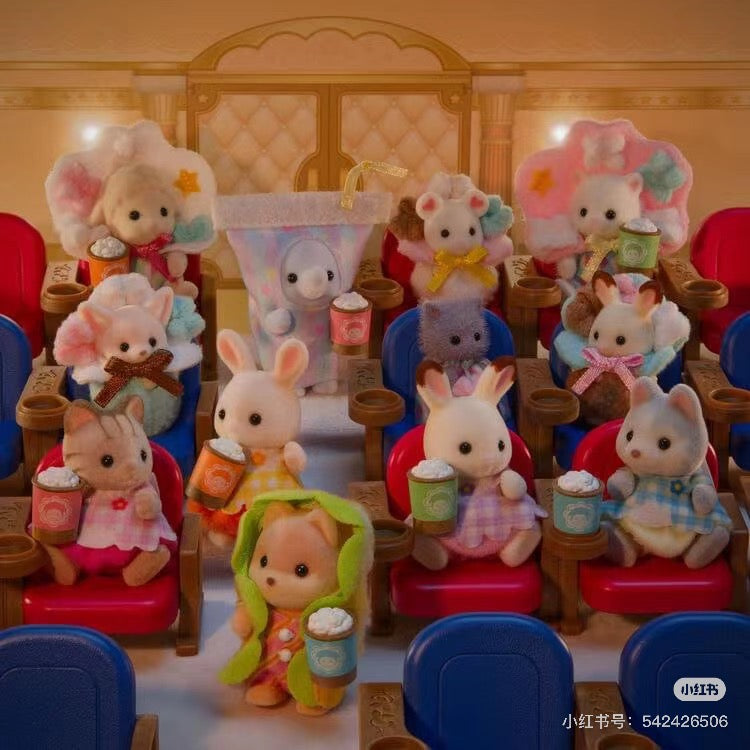 【limit 1】SylvanianFamilies｜Movie Theater Babies Rabbit Cat Theatre Set BLUE&amp;RED 蓝色&amp;红色戏院剧场/皮沙发/影院/爆米花套盒
