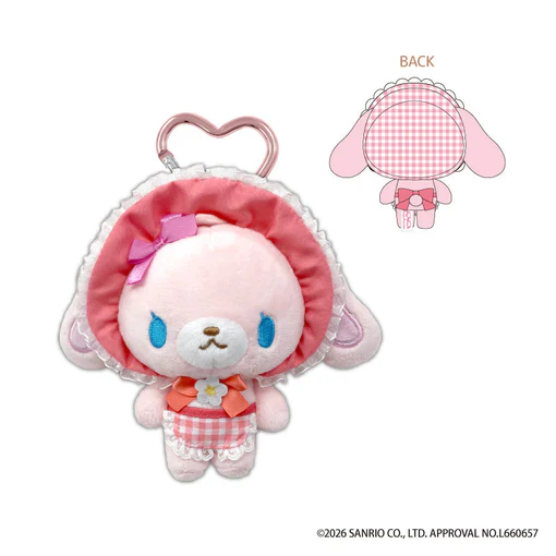 Sanrio｜Sugarbunnies Strawberry Flower Fairy Heart-shaped Carabiner Mascot Holder /Plush Keychain｜H140 x W150 x D70mm approx.