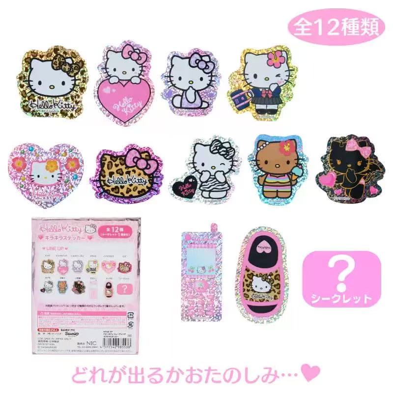 Sanrio三丽鸥｜Secret Glitter Sticker - Hello Kitty : Gogo Gal Collection Blind Box黑皮/豹纹偏光贴纸盲盒/全12种｜1枚入