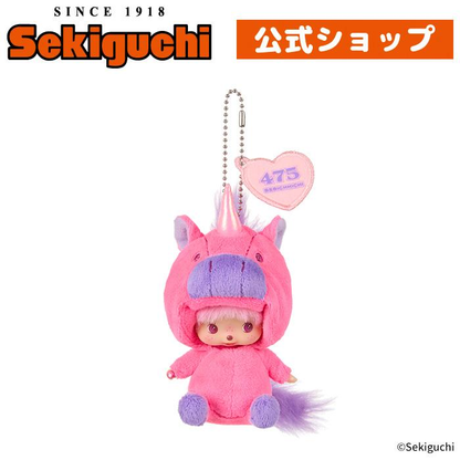 Monchhichi｜Shinako475 x  Babychichi SS Big Face（ Unicorn）Mascot Holder /Plush Keychain｜H14 x W7 x D10cm approx.