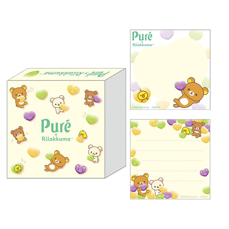 Rilakkuma｜Pure Gummy Block Memo｜8 x8 x 2 cm approx.