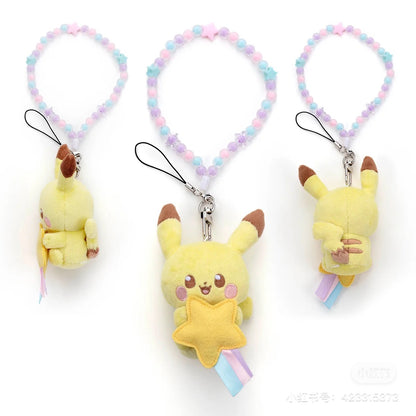 Pikachu皮卡丘｜宝可梦星空系列/抱星星彩色串珠毛绒挂件/包挂｜约9 x 7 x 6cm
