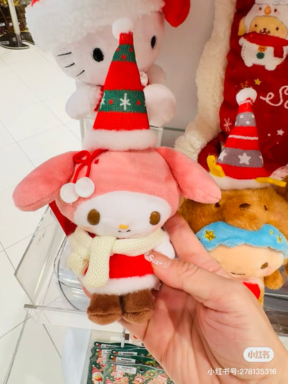 Sanrio三丽鸥｜Mascot Holder/ Christmas 2024圣诞限定可爱角色毛绒玩偶挂件/包挂｜约8.5×6.5×19cm