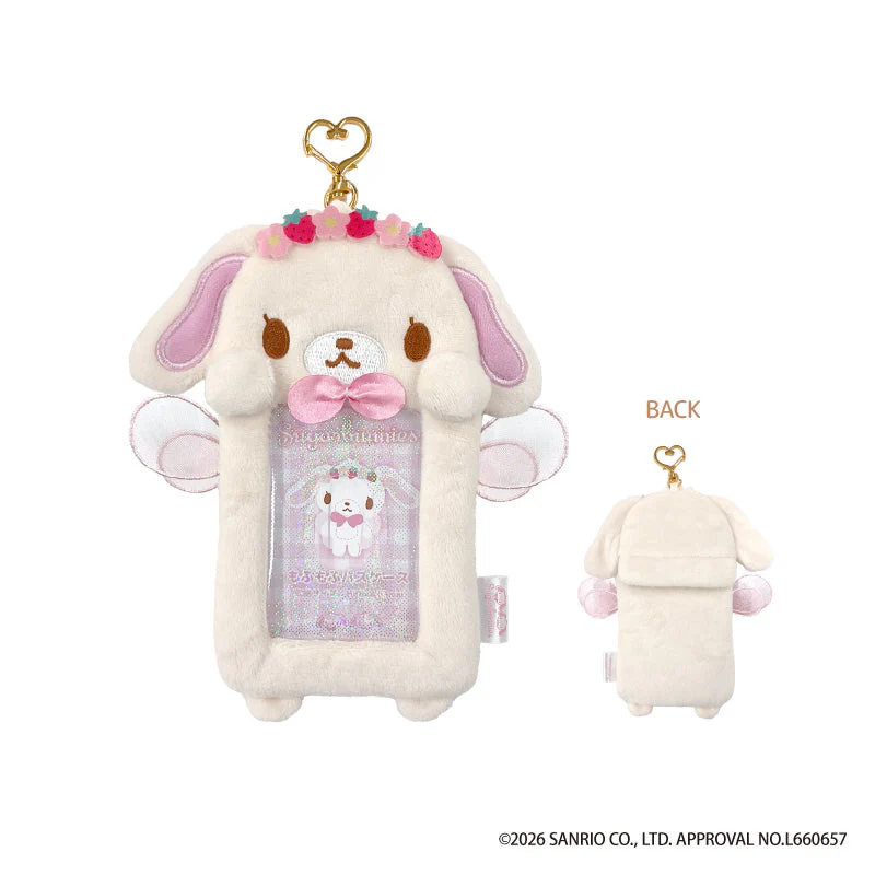 Sanrio｜Sugarbunnies Strawberry Flower Fairy Fluffy Pass Case Card Holder｜160×140×25mm approx.