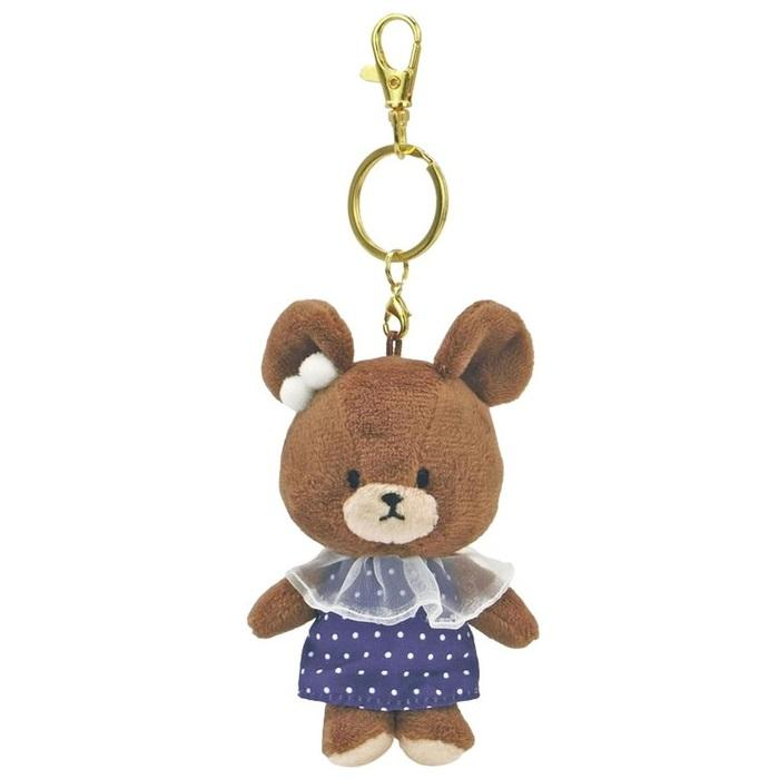 The bear’s school｜Navy White Dots Mascot Holder /Plush Keychain｜11×7×4cm approx.