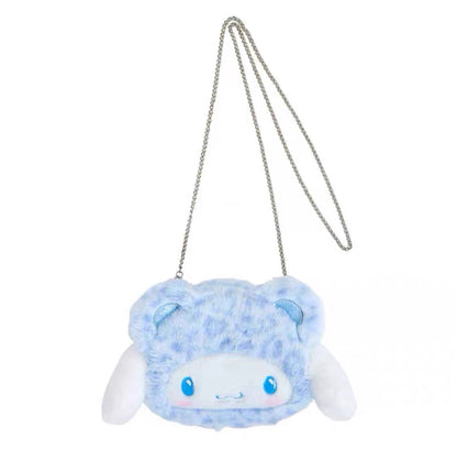 Sanrio三丽鸥｜ Original Face-shaped 2way Pochette / Leopard Bear豹纹熊系列脸型毛绒链条斜挎包｜约19×6×15cm