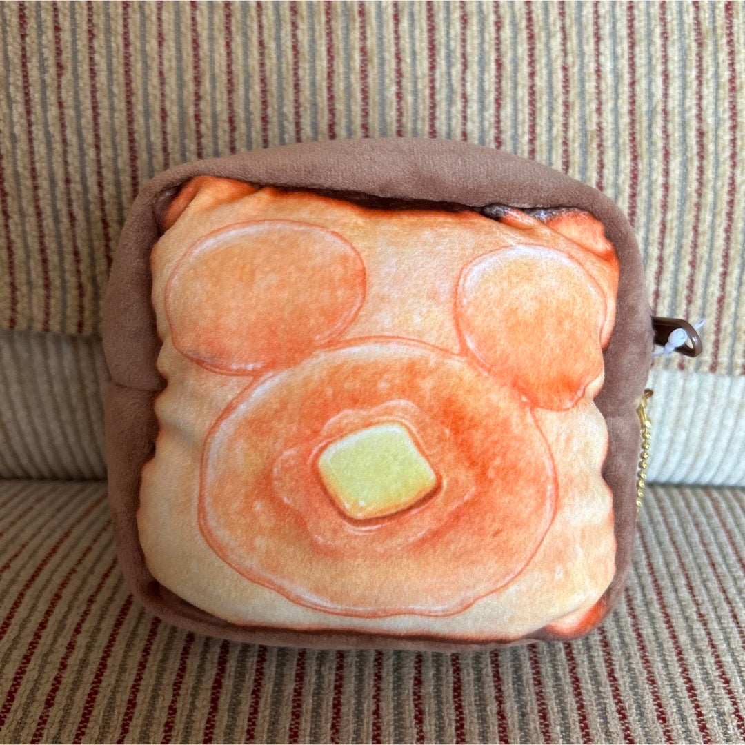 Disney迪士尼｜米奇烘焙系列mochi面包/吐司挂件式零钱包/超柔软/背面米奇印章｜約高さ13×幅15×奥行き8(cm)