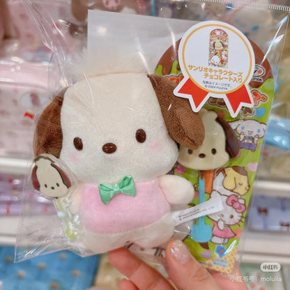 Sanrio三丽鸥｜Fujiya Chocolate Bar &amp; Mascot Holder不二家联名巧克力棒毛绒玩偶挂件/包挂｜约9×5×11cm
