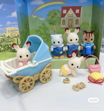 SylvanianFamilies森贝儿家族｜Chocolate Rabbit Twins Set巧克力兔双胞胎婴儿车系列/套组/玩具/过家家5432