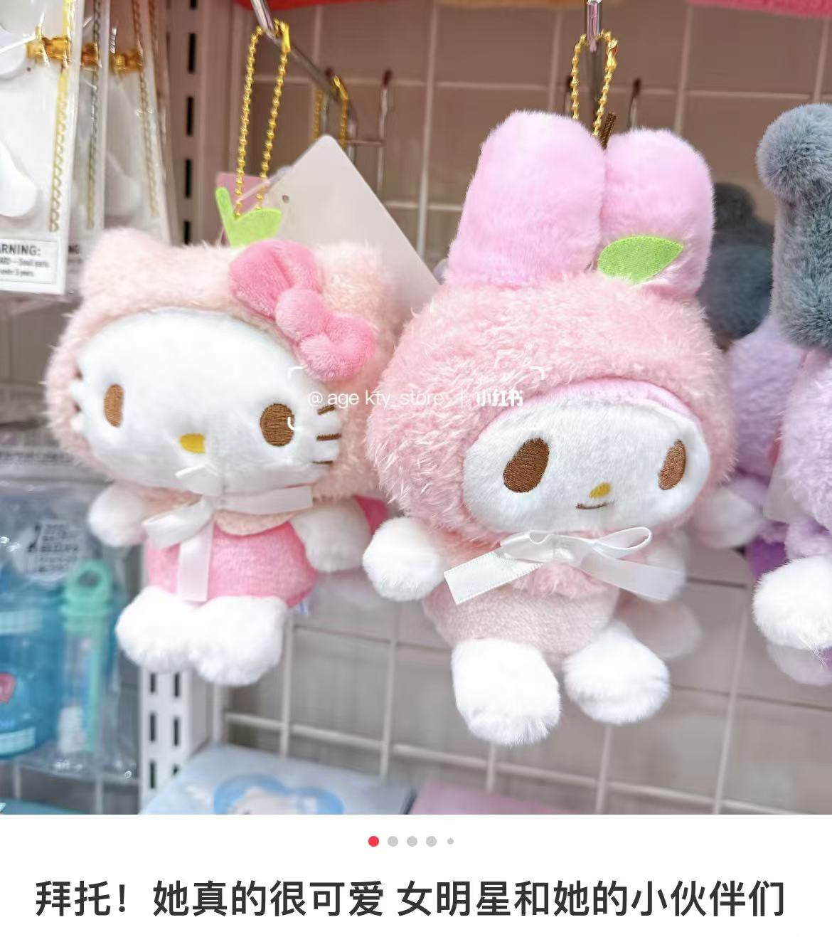 Sanrio｜astel Fruit Hat Mascot Holder /Plush Keychain｜12.5×21×6cm approx.