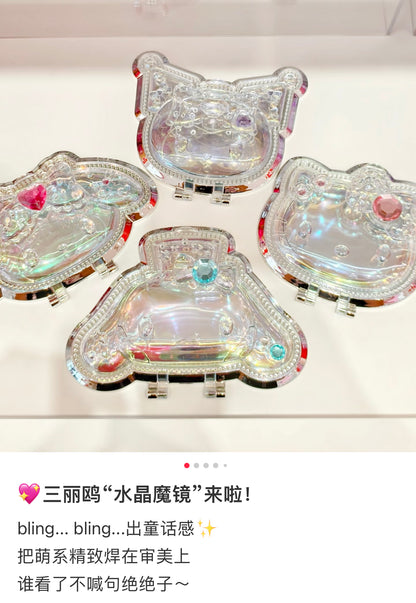 Sanrio｜Face Aurora Hologram Sliver Folding Stand Mirro｜12.5×1.5×9cm approx.