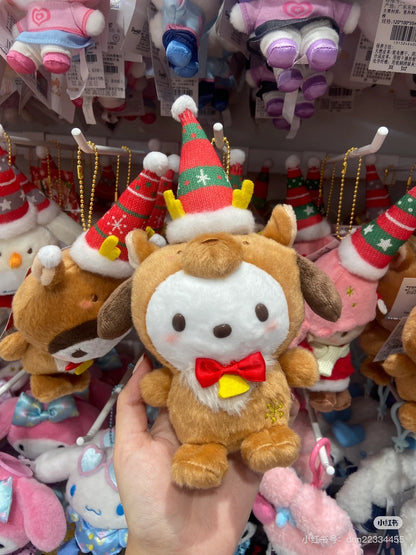 Sanrio三丽鸥｜Mascot Holder/ Christmas 2024圣诞限定可爱角色毛绒玩偶挂件/包挂｜约8.5×6.5×19cm