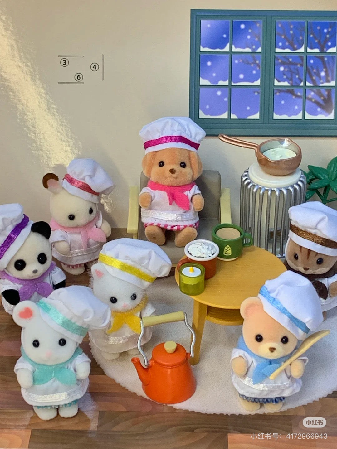 【store available/ limit 1】SylvanianFamilies｜Lively Baby Bakery Chef 7 Baby Dolls Set