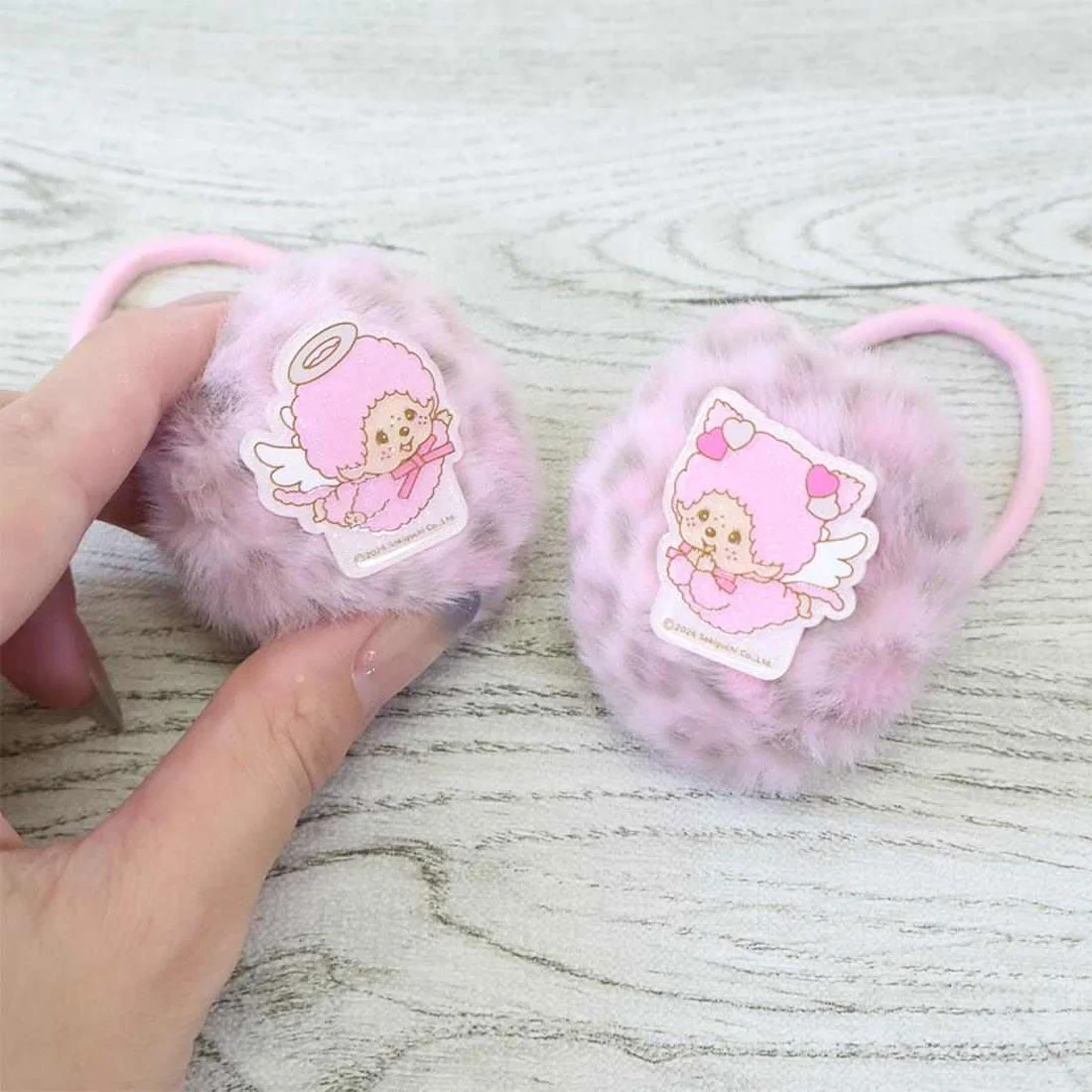 Monchhichi｜Pom-pom leopard hair tie｜5.5cm x 5.5cm x 4cm approx.