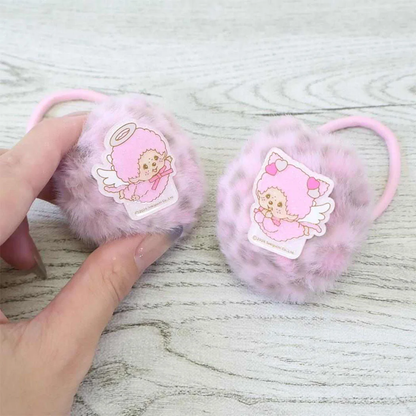 Monchhichi｜Pom-pom leopard hair tie｜5.5cm x 5.5cm x 4cm approx.