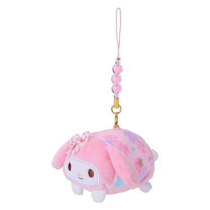 Sanrio三丽鸥｜Mascot Strap Nagomi日式粉彩碎花毛绒圆滚滚玩偶挂件/包挂｜约5.5×7.5×5.5cm