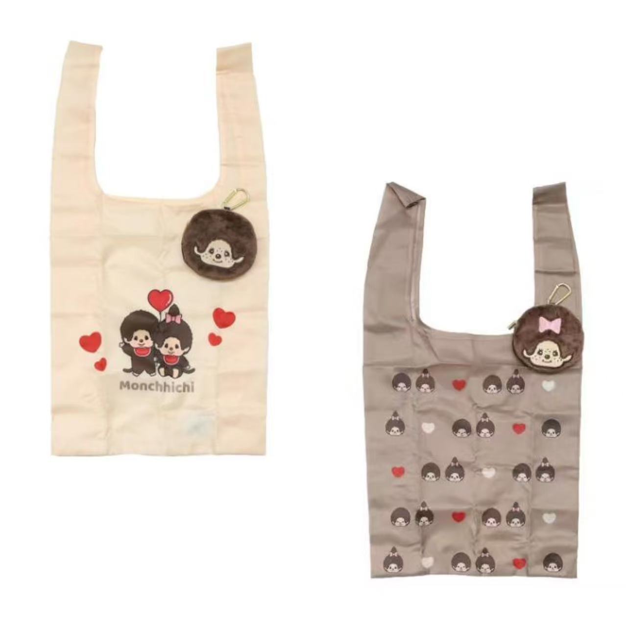 Monchhichi｜Eco Shopping Bag &amp; Mascot Pouch｜310×380×130mm approx.