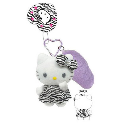Hello Kitty凯蒂猫｜Sanrio Mascot Keychain with Tail / Gogo Gal Collection Leopard毛茸茸尾巴系列爱心扣豹纹凯蒂猫玩偶挂件/包挂｜约9.5×5.5×13.5cm