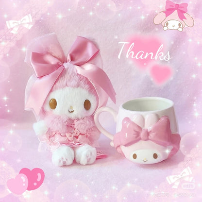 Sanrio三丽鸥｜My Melody Birthday 50th Anniversary Princess Ribbon Mug Princess Ribbon Tote Bag 美乐蒂50周年生日粉桃甜心系列浮雕马克杯/水杯/正反面都可爱｜约300ml