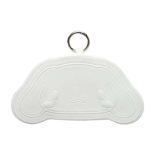 Sanrio三丽鸥｜ Face-shaped Pouch Monotone黑白印象千鸟格系列可爱角色爱心拉链脸型皮质感零钱包挂件/包挂/里面也有可爱图案｜约14.5×4×12.7cm