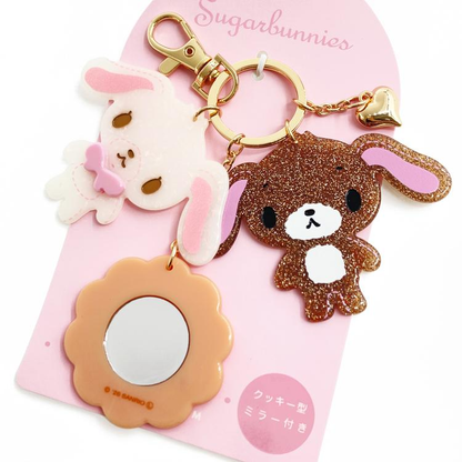 Sanrio｜Sugarbunnies Glitter Pearl Marble Acrylic Keychain Bag Charm with Mirror｜7.5×0.5×5.5cm approx.