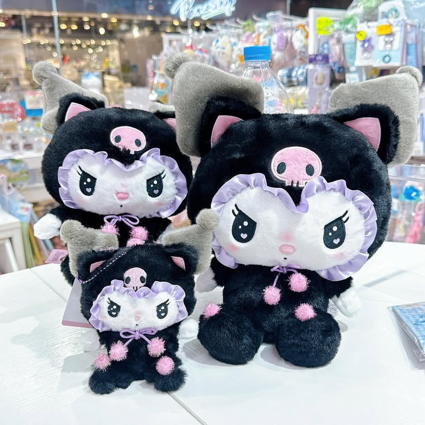 Sanrio三丽鸥｜Nakajima Sanrio Plush Toy Kuromi Black Cat S 库洛米生日黑猫系列S号毛绒玩偶/公仔｜约10.5 x 20.5 x 25.0cm