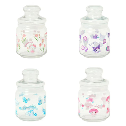 Sanrio｜Watercolor Flower Jar Glass Canister Storage Case｜9×9×14.5cm approx.