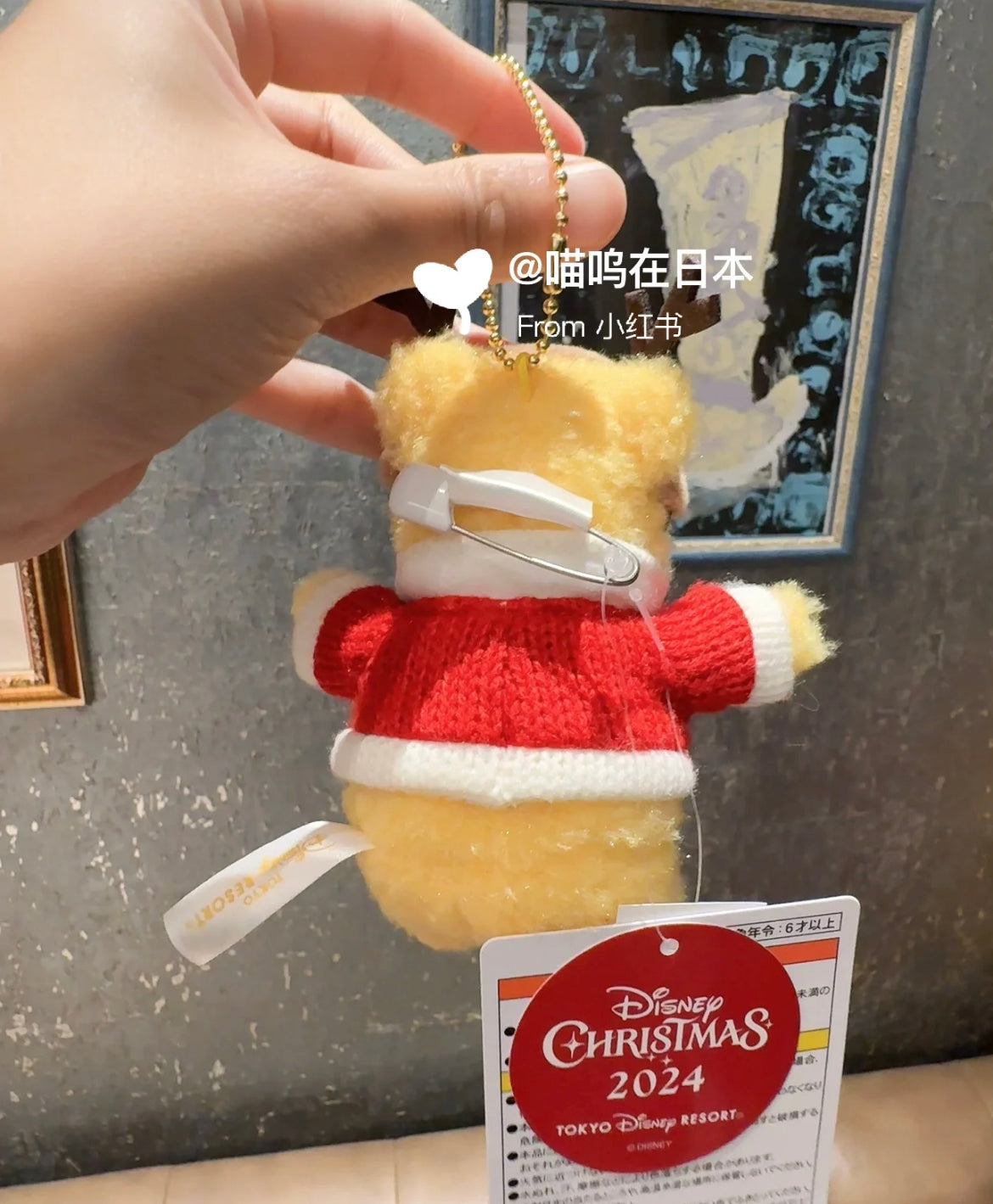 Disney迪士尼 ｜东迪2024Christmas冬日圣诞限定Pooh噗噗维尼红毛衣麋鹿角毛绒玩偶挂件/胸针/包挂