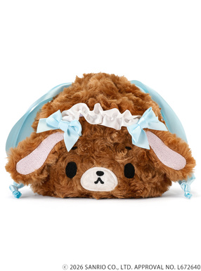 Sanrio｜GRL Collaboration Curly Fur Head Dress SugarBunnies Face Drawstring Bag｜18x 18cm approx.