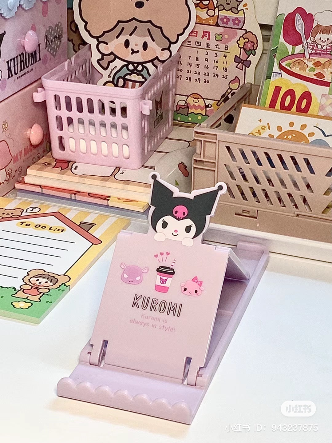 Sanrio｜ipad/手机桌面便携支撑/支架/可调节角度/可折叠收起｜约6 x 0.7 x 15.7 cm