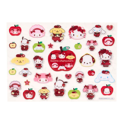 Sanrio｜Autumn Apple Characters Gingham Red puff Stickers｜20.5×0.2×17.5cm approx.