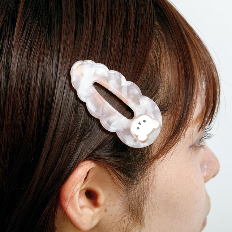 Sanx｜Acrylic Pearl Marble Hair Clip｜70×35×20mm approx.