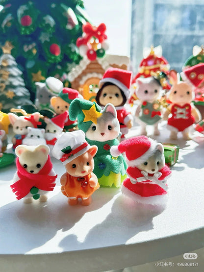 SylvanianFamilies森贝儿家族｜Happy Christmas Friends圣诞快乐植绒站宝套组/玩具/过家家5710