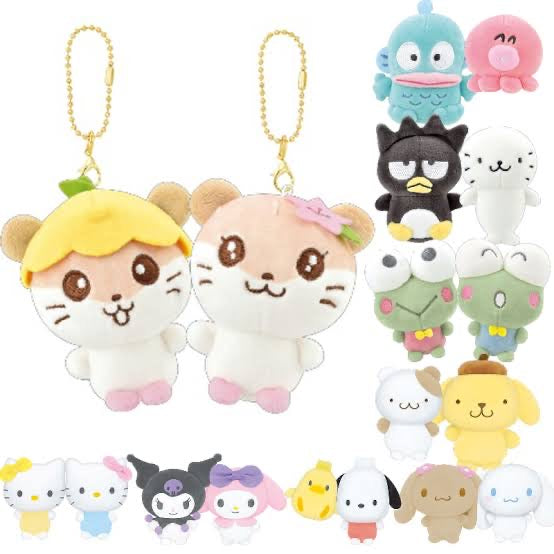 Sanrio｜ niko nui Cinnamoroll &amp; Moca Plush Mascot Keychain｜17cm×13cm×6cm approx.