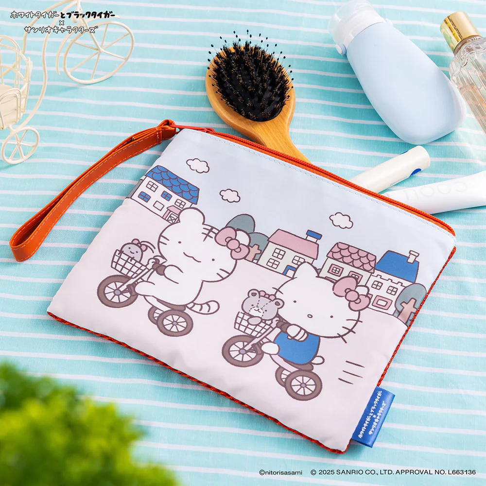 Sanrio｜White Tiger and Black Tiger Prawn Character Single-Sided Mesh Flat Storage Bag｜H170 x W210mm approx.
