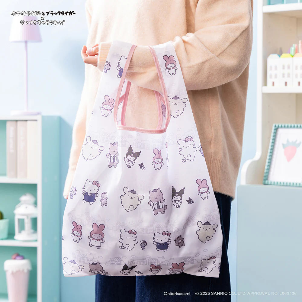 Sanrio｜White Tiger and Black Tiger Prawn Character Foldable Eco Bag｜H350 x W320mm approx.