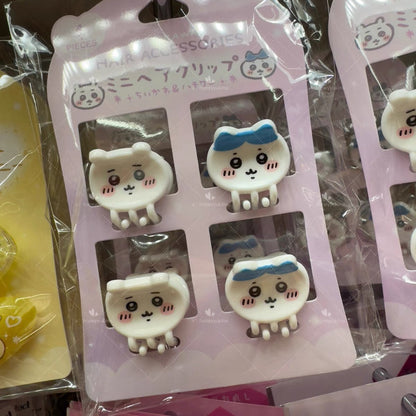 Chiikawa 吉伊卡哇｜Mini Hair Clip 4pcs可爱角色脸型树脂抓夹/发夹/刘海夹｜4枚入