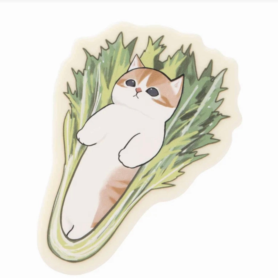 Mofusand｜Mofumofu Marche Sleeping Acrylic Badge - Vegetable Cat｜H65×W54×D15mm approx.