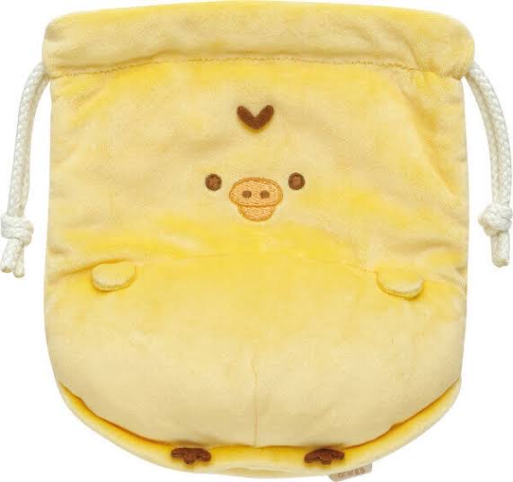 Rilakkuma轻松熊｜肥美大肚腩系列巾着/束口袋/圆滚滚的肚肚像慢回弹手感可捏捏｜約190×170×70mm