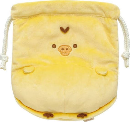 Rilakkuma轻松熊｜肥美大肚腩系列巾着/束口袋/圆滚滚的肚肚像慢回弹手感可捏捏｜約190×170×70mm